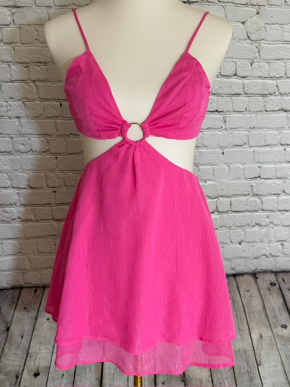 Lucy in the Sky Hot Pink Cutout Backless Party Dress NWT Size M